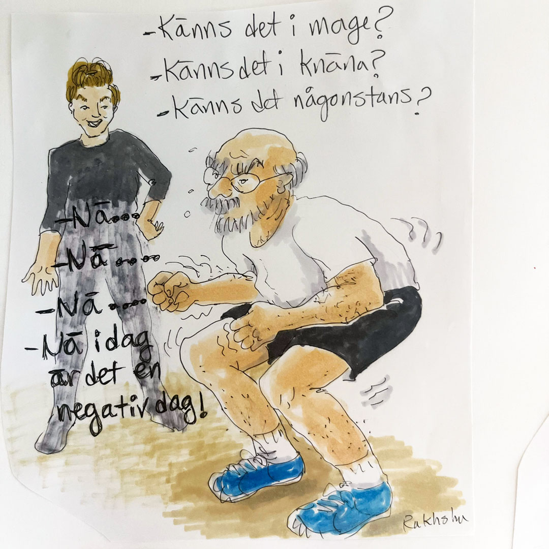 Raksha tecknar träning.